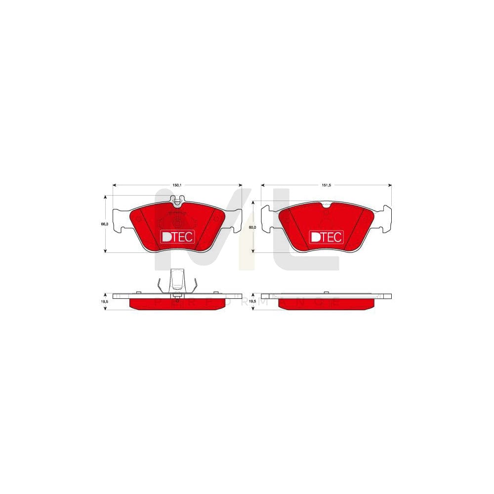 TRW Dtec Cotec Gdb1205Dte Brake Pad Set Prepared For Wear Indicator
