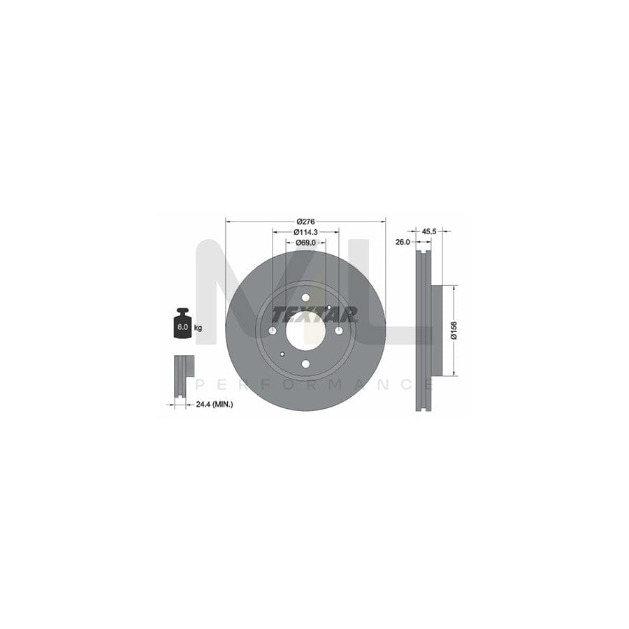 TEXTAR 92148700 Brake Disc Internally Vented, without wheel hub, without wheel studs  - 1 piece