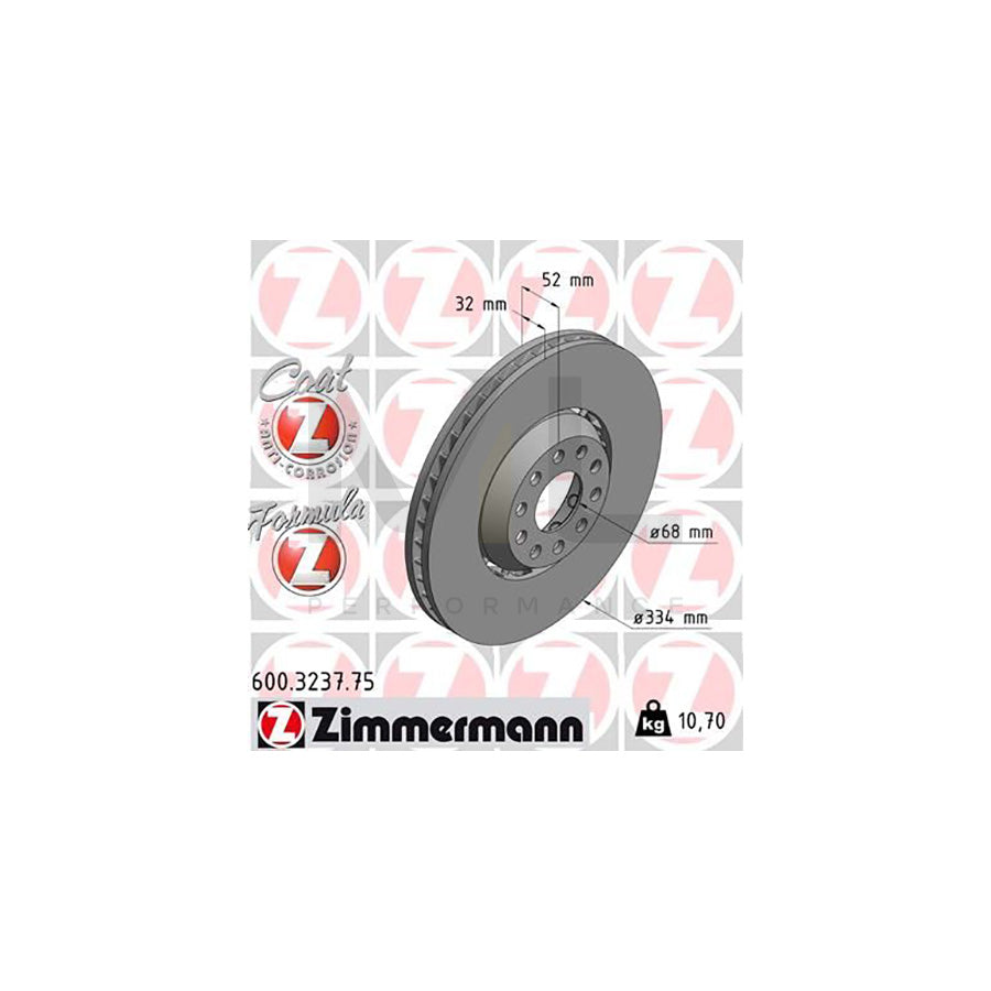 ZIMMERMANN FORMULA Z COAT Z 600.3237.75 Brake Disc for VW PASSAT Two-piece brake disc, Vented, Coated, Alloyed / High-carbon