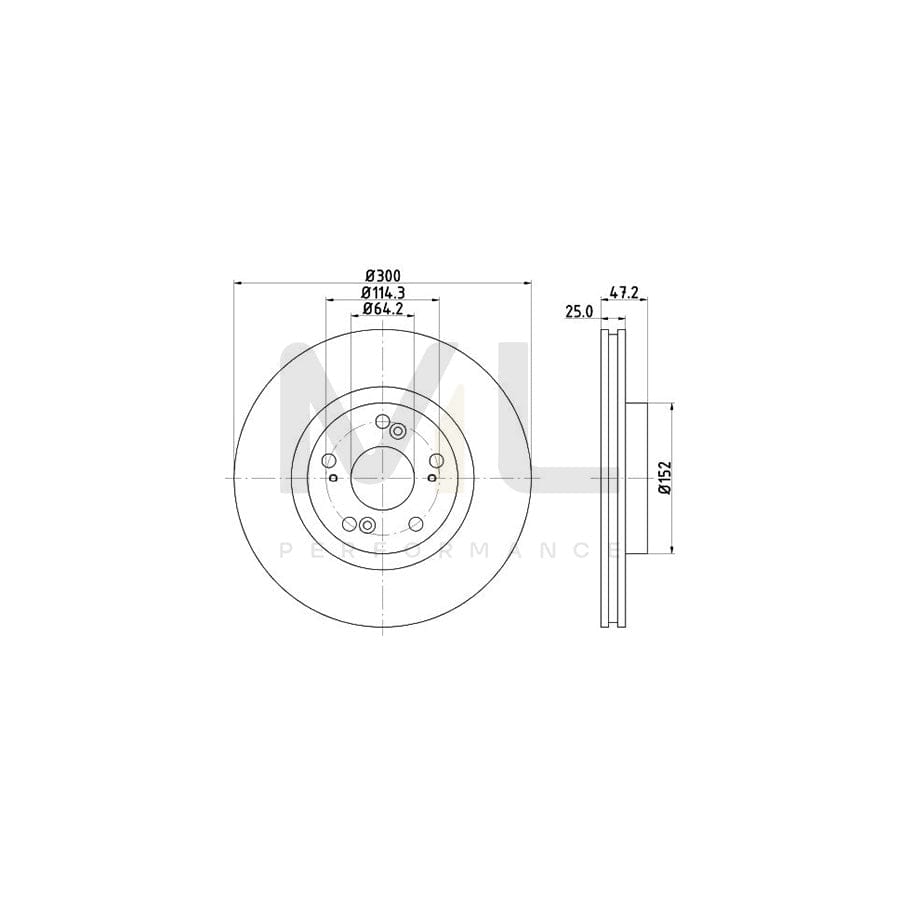 HELLA PRO 8DD 355 118-701 Brake Disc Internally Vented, Coated, without wheel hub, without wheel studs | ML Performance Car Parts