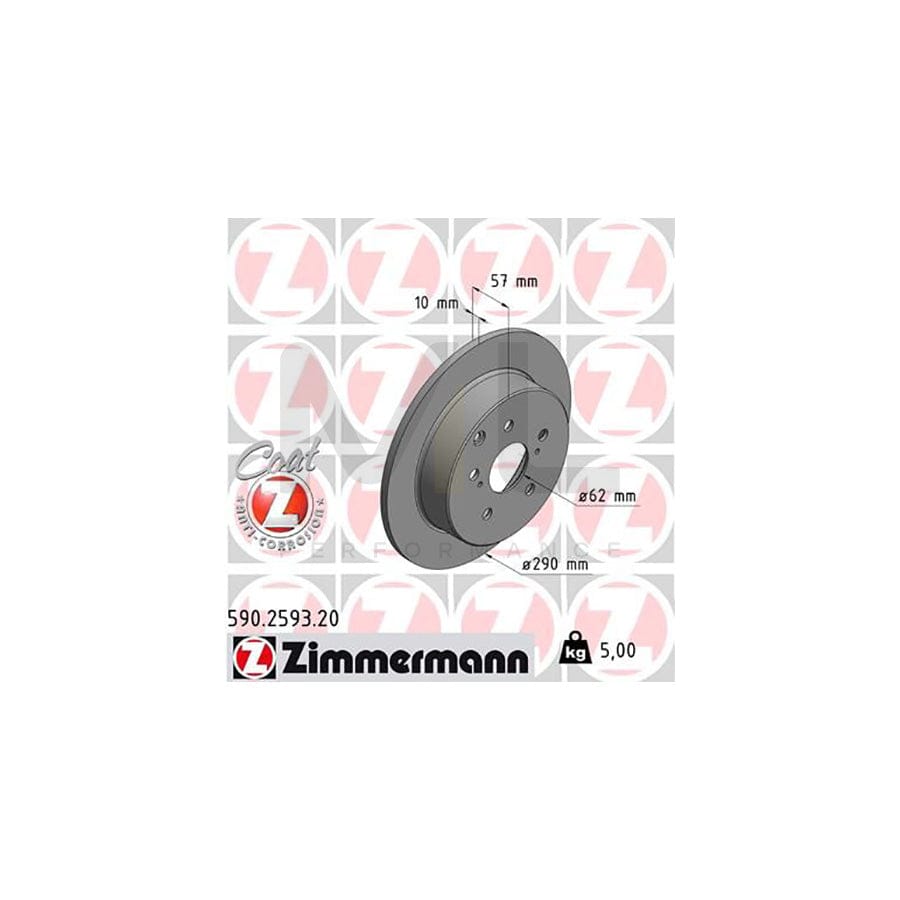 ZIMMERMANN COAT Z 590.2593.20 Brake Disc for TOYOTA Corolla Verso (AR10) Solid, Coated  - 1 piece