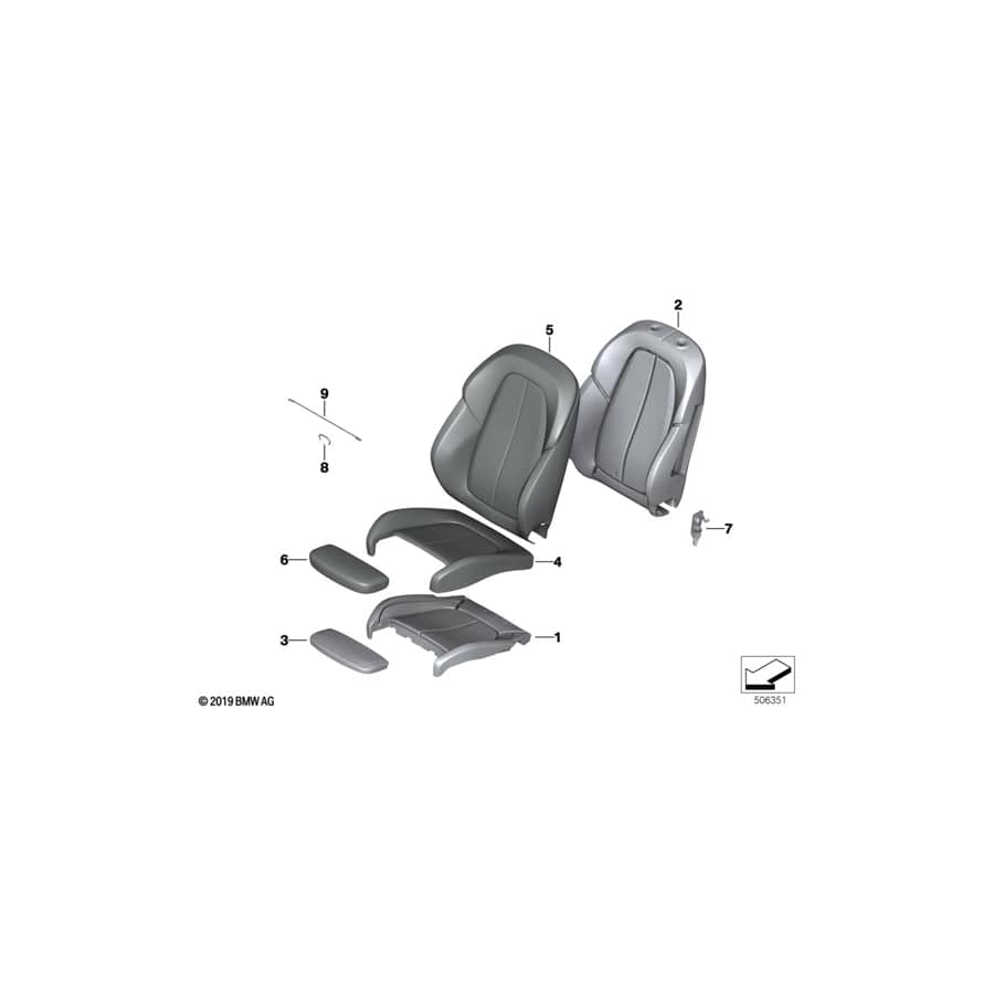 Genuine BMW 52109461047 F44 Insert, Backrest, Bottom Left (Inc. 218i, 220d & M235iX)