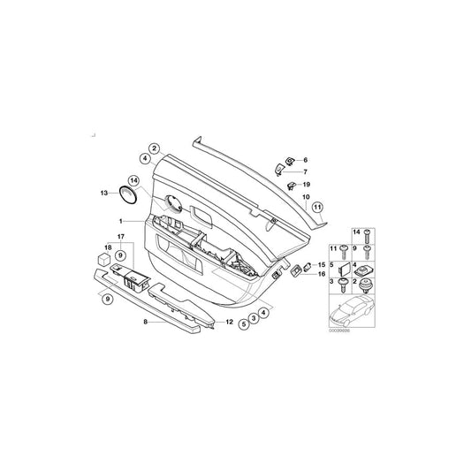 Genuine BMW 51427071666 E65 Wooden Strip, Door Rear Right NUßB./INTARSIEN (Inc. 760i)
