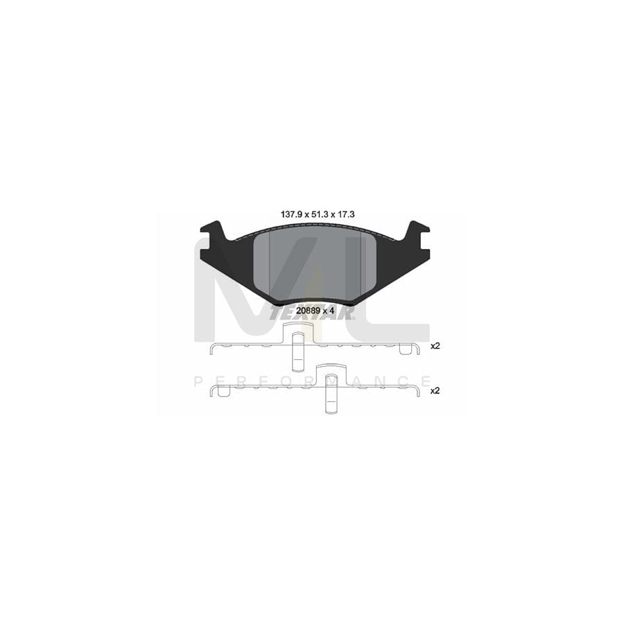 TEXTAR 2088902 Brake pad set not prepared for wear indicator, with accessories