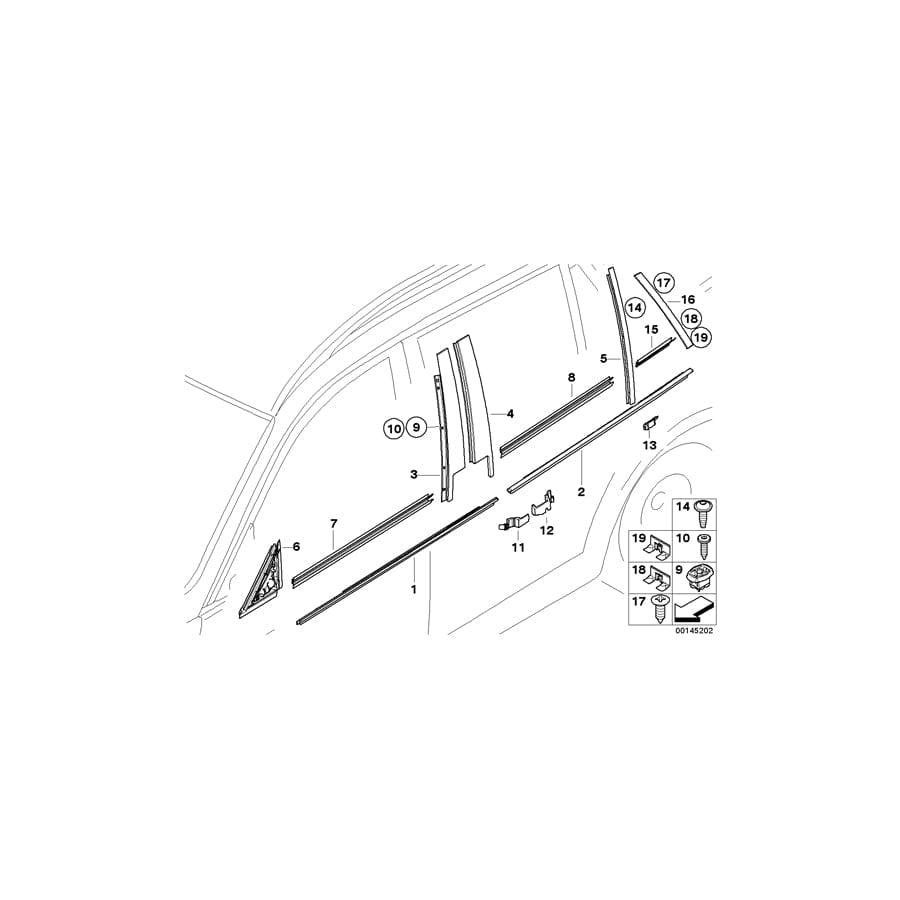 Genuine BMW 51347119971 E91 Cover, Column C, Door, Rear Left (Inc. 328i, 330i & 325i)