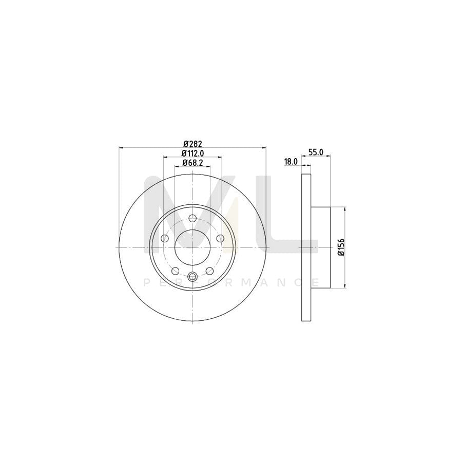 HELLA PRO High Carbon 8DD 355 127-321 Brake Disc Solid, Coated, High-carbon, without wheel hub, without wheel studs | ML Performance Car Parts