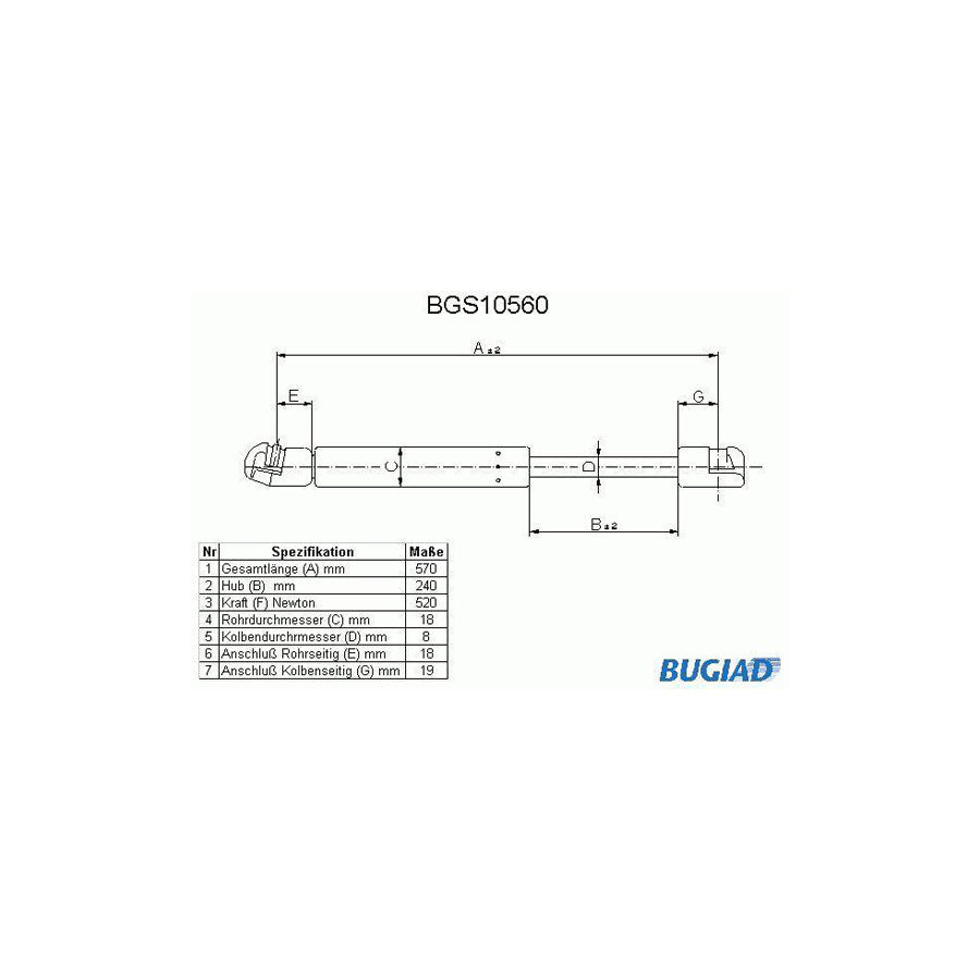 BUGIAD Bgs10560 Tailgate Strut for Saab 900