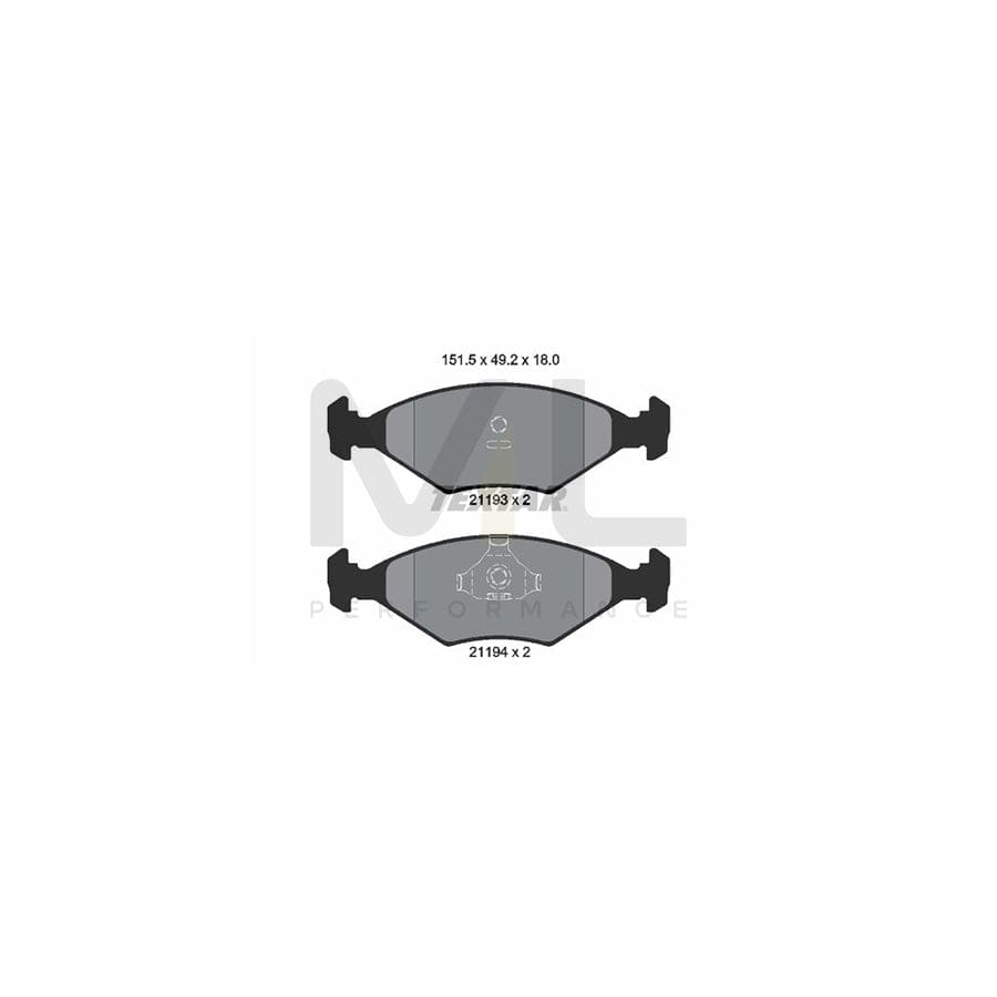 TEXTAR 2119301 Brake pad set not prepared for wear indicator