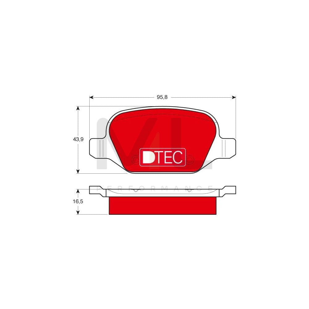 TRW Dtec Cotec Gdb1396Dte Brake Pad Set Not Prepared For Wear Indicator, With Brake Caliper Screws, With Accessories