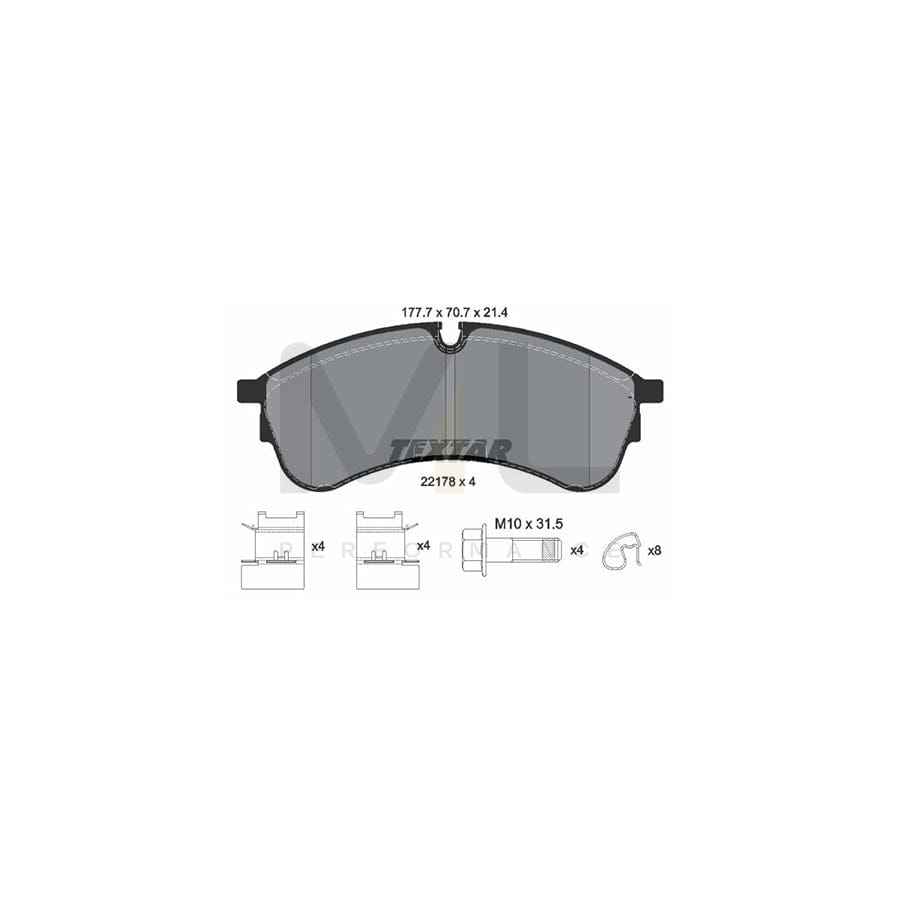 TEXTAR 2217801 Brake pad set prepared for wear indicator, with brake caliper screws, with accessories
