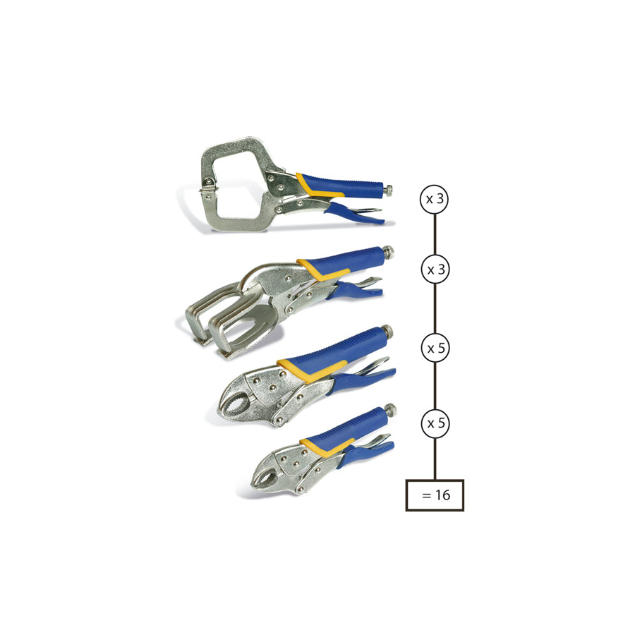 Gys 050266 Set Of 16 Car-Body Lock-Grip Pliers Car Body Accessories