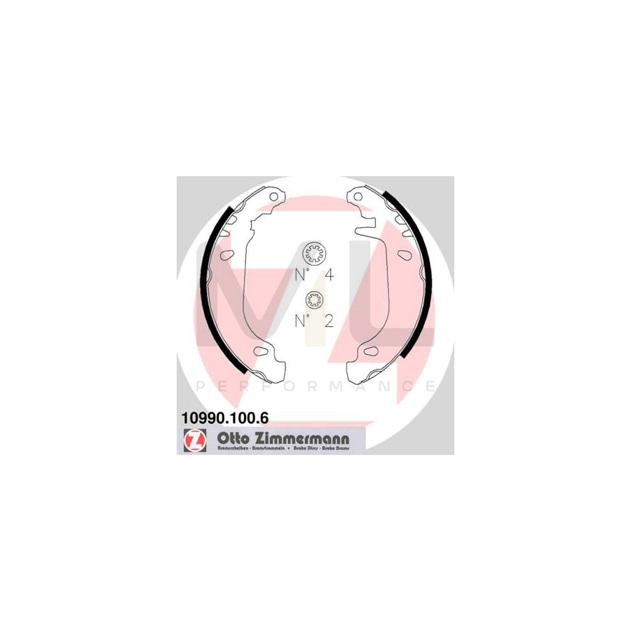ZIMMERMANN 10990.100.6 Brake Shoe Set Photo corresponds to scope of supply