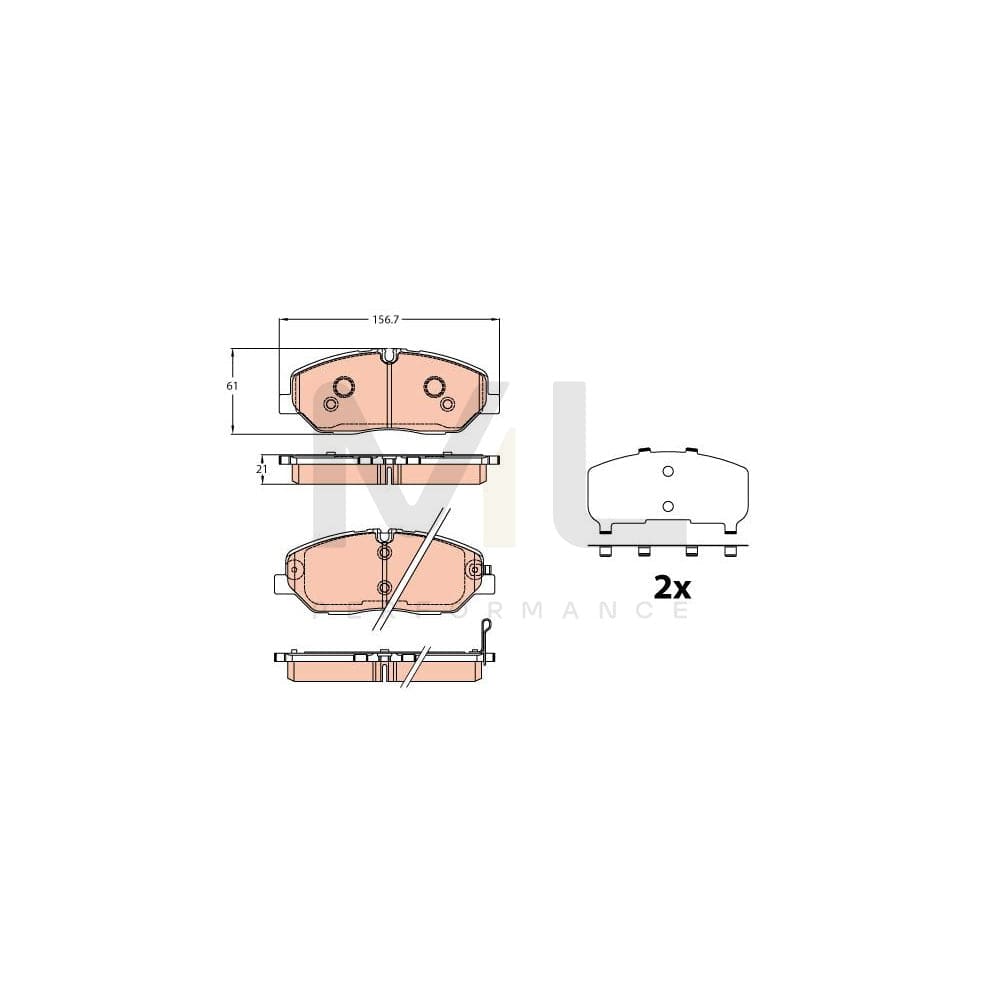 TRW Gdb2227 Brake Pad Set For Hyundai H350 With Acoustic Wear Warning