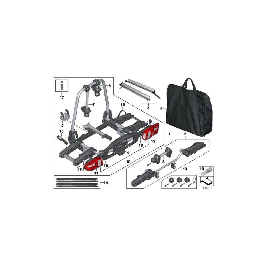 Genuine BMW Mini 82722287886 G12 F34 E71 Rear Bicycle Carrier 'Pro 2.0' LHD (Inc. X5 25dX, 316i & 750LiX 4.0)
