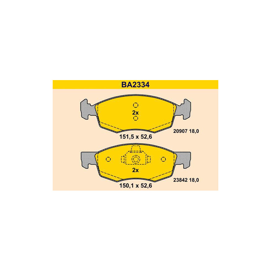 Barum Ba2334 Brake Pad Set for Fiat Doblo
