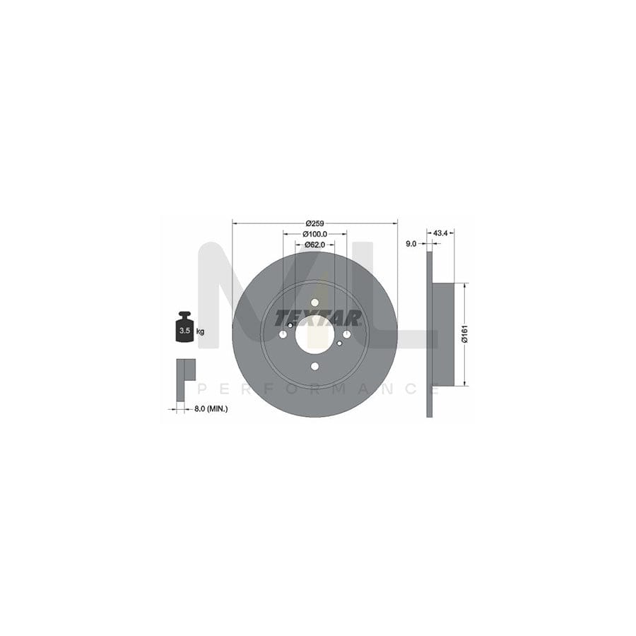 TEXTAR PRO 92242303 Brake Disc for SUZUKI Swift IV Hatchback (FZ, NZ) Solid, Coated, without wheel hub, without wheel studs  - 1 piece