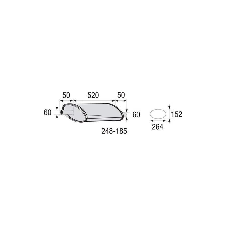 Bosal 248-185 Middle Silencer, Universal