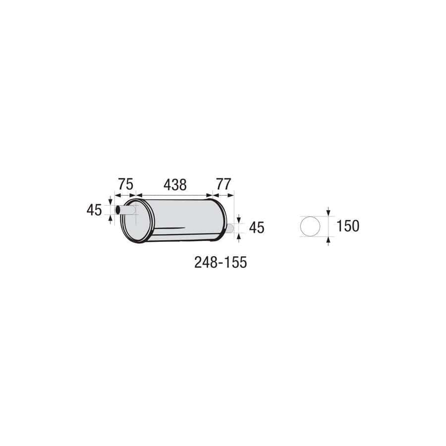 Bosal 248-155 Middle Silencer, Universal