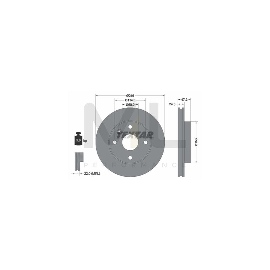 TEXTAR 92133600 Brake Disc Internally Vented, without wheel hub, without wheel studs  - 1 piece