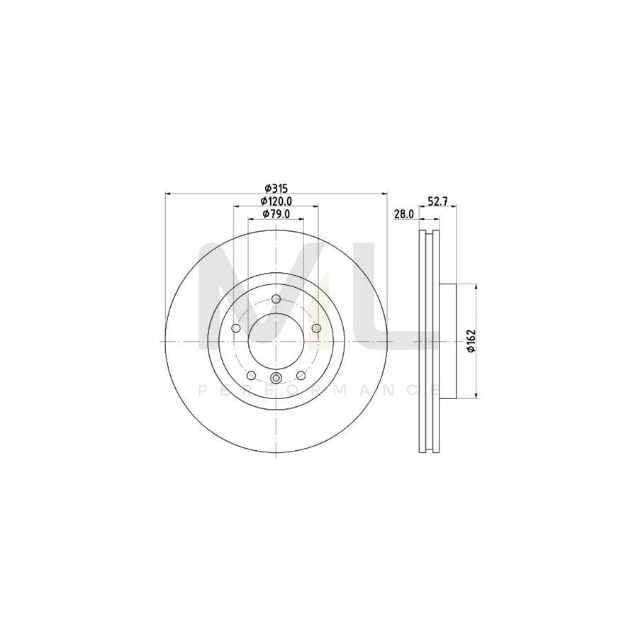 HELLA PRO 8DD 355 104-091 Brake Disc Internally Vented, Coated, without wheel hub, without wheel studs | ML Performance Car Parts