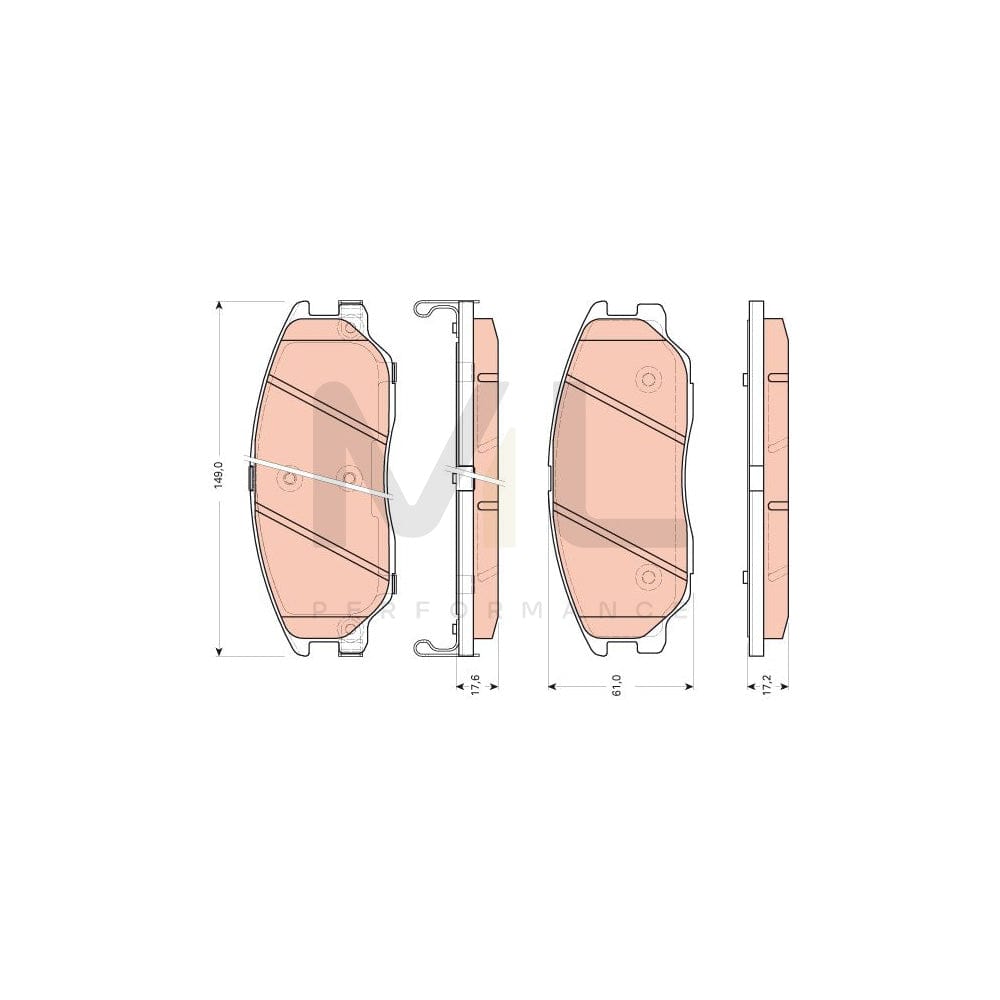 TRW Gdb3465 Brake Pad Set For Hyundai Terracan (Hp) With Acoustic Wear Warning, With Accessories