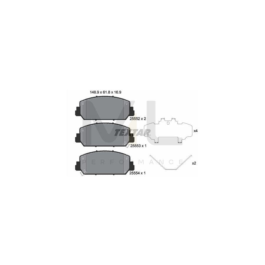 TEXTAR 2555201 Brake pad set with acoustic wear warning, with accessories
