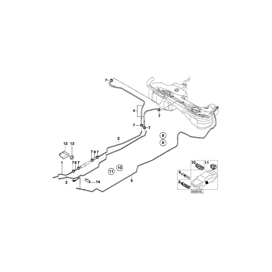 Genuine BMW 16121183764 E46 Front Fuel Feed Line (Inc. 328i, 318i & 323i)