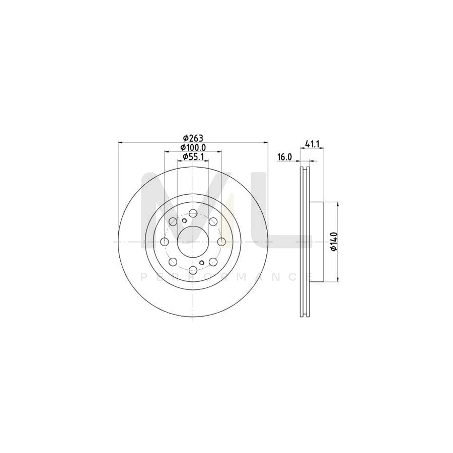 HELLA 8DD 355 113-081 Brake Disc for TOYOTA MR2 III Convertible (W30) Internally Vented, without wheel hub, without wheel studs | ML Performance Car Parts
