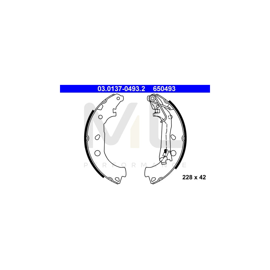 ATE 03.0137-0493.2 Brake Shoe Set with lever