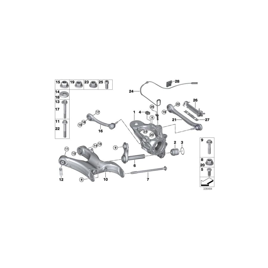 Genuine BMW 33506776385 E70 F15 E71 Knurled Bolt D=6,8 / L=18 (Inc. Hybrid X6, X6 40dX & X6 50iX 4.0)