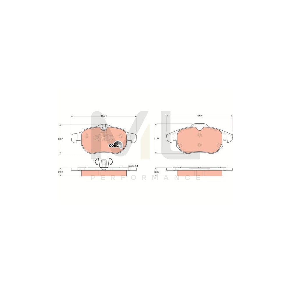 TRW Cotec Gdb1492 Brake Pad Set Prepared For Wear Indicator