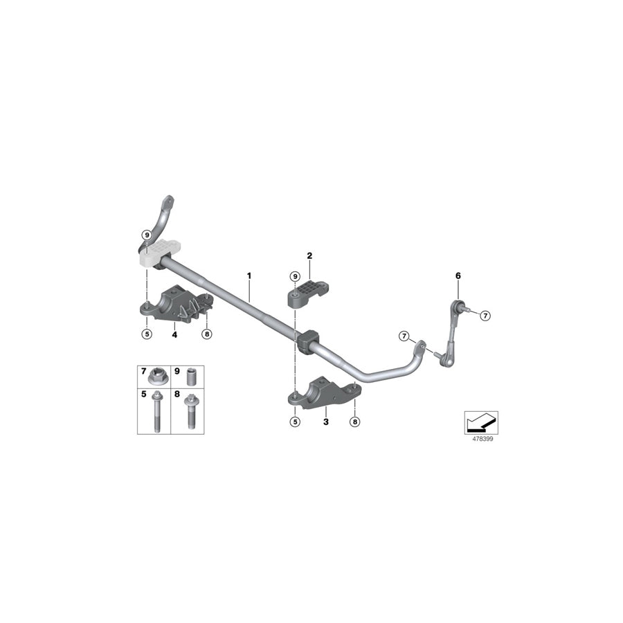 Genuine BMW 31306873476 G30 G31 Stabilizer Front With Rubber Mounting (Inc. 540iX, 540dX & 530dX)