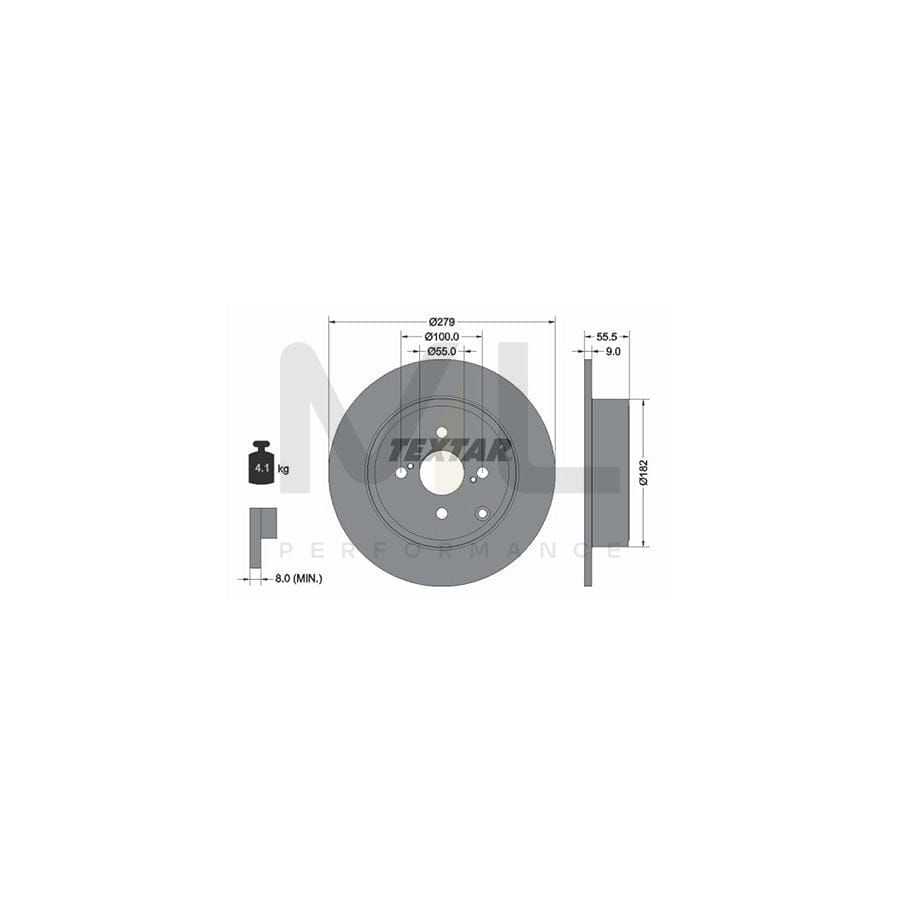 TEXTAR 92126300 Brake Disc for TOYOTA COROLLA Solid, without wheel hub, without wheel studs  - 1 piece