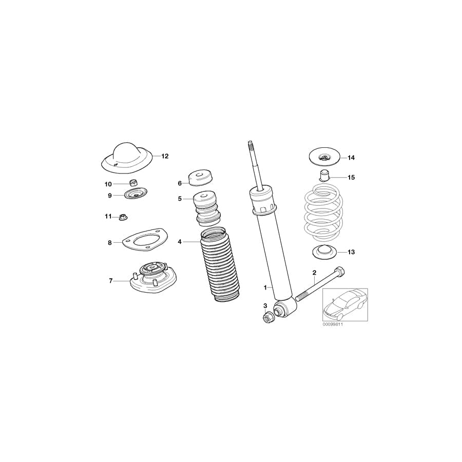Genuine BMW 33506751544 E53 Shock Absorber, Rear (Inc. X5)
