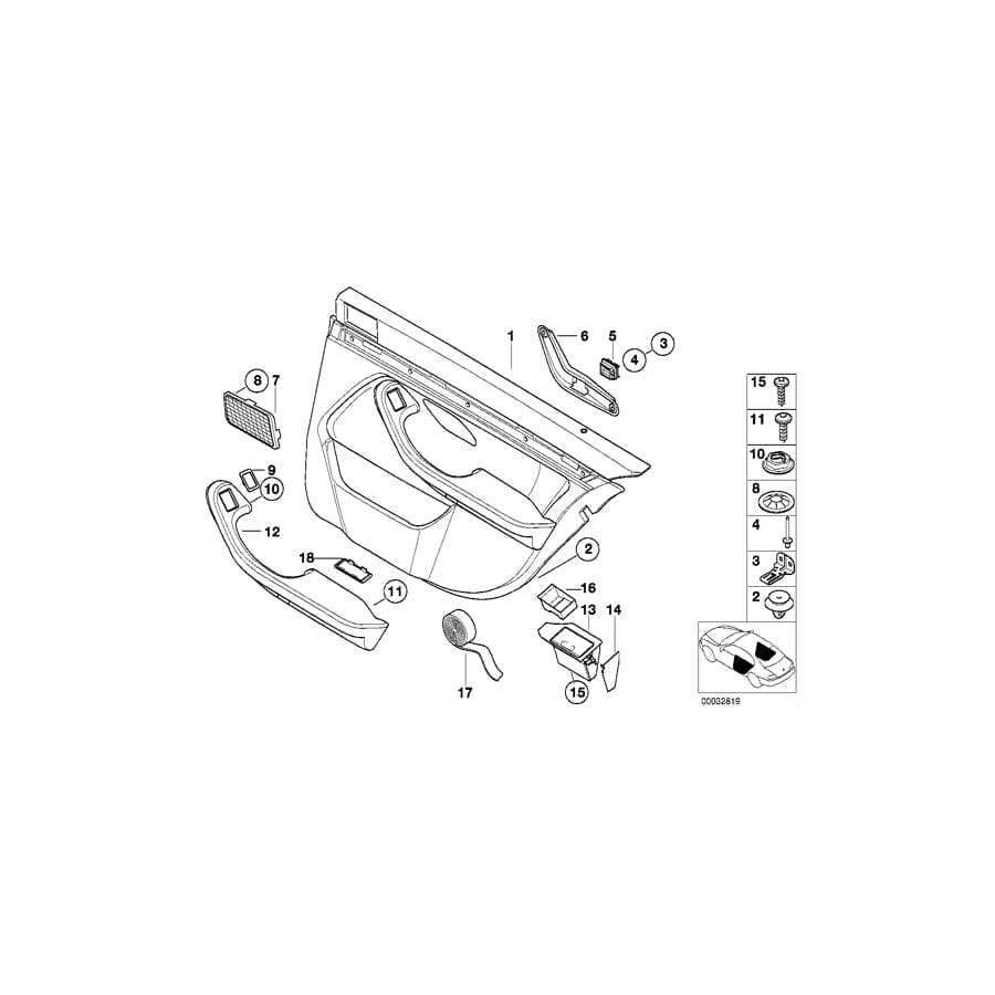 Genuine BMW 51427140006 E39 Door Trim Panel, Rear, Right FLANELLGRAU (Inc. 520d, 525i & 535i)