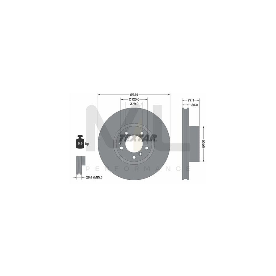 TEXTAR 92083400 Brake Disc for BMW 8 (E31) Internally Vented, without wheel hub, without wheel studs  - 1 piece