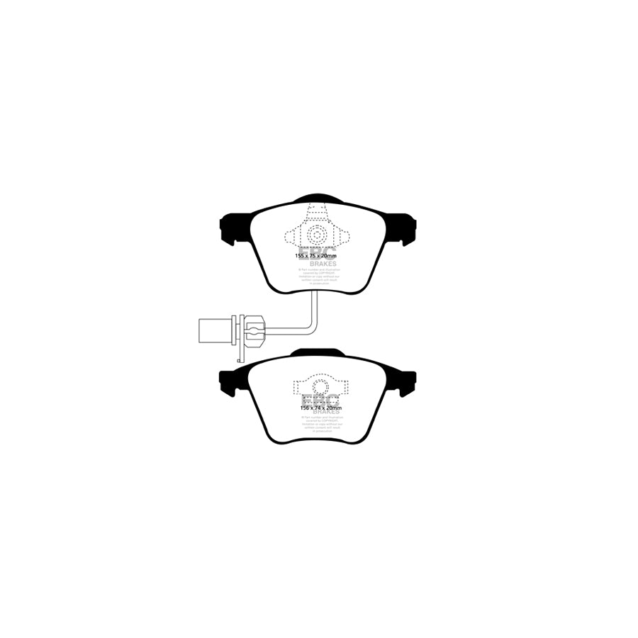 EBC PD07KF277 Audi B7 A4 Redstuff Front Brake Pad & USR Disc Kit - Girling/TRW Caliper 2 | ML Performance UK Car Parts