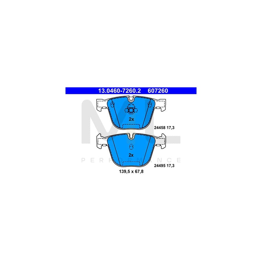ATE 13.0460-7260.2 Brake pad set excl. wear warning contact, prepared for wear indicator