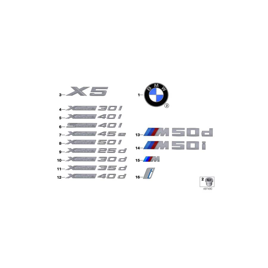 Genuine BMW 51147436019 G05 G07 Label X-DRIVE 30D (Inc. X5 30dX & X7 30dX)