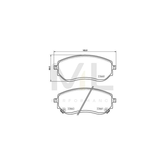 Brembo P 50 144 Brake Pad Set With Acoustic Wear Warning, With Brake Caliper Screws