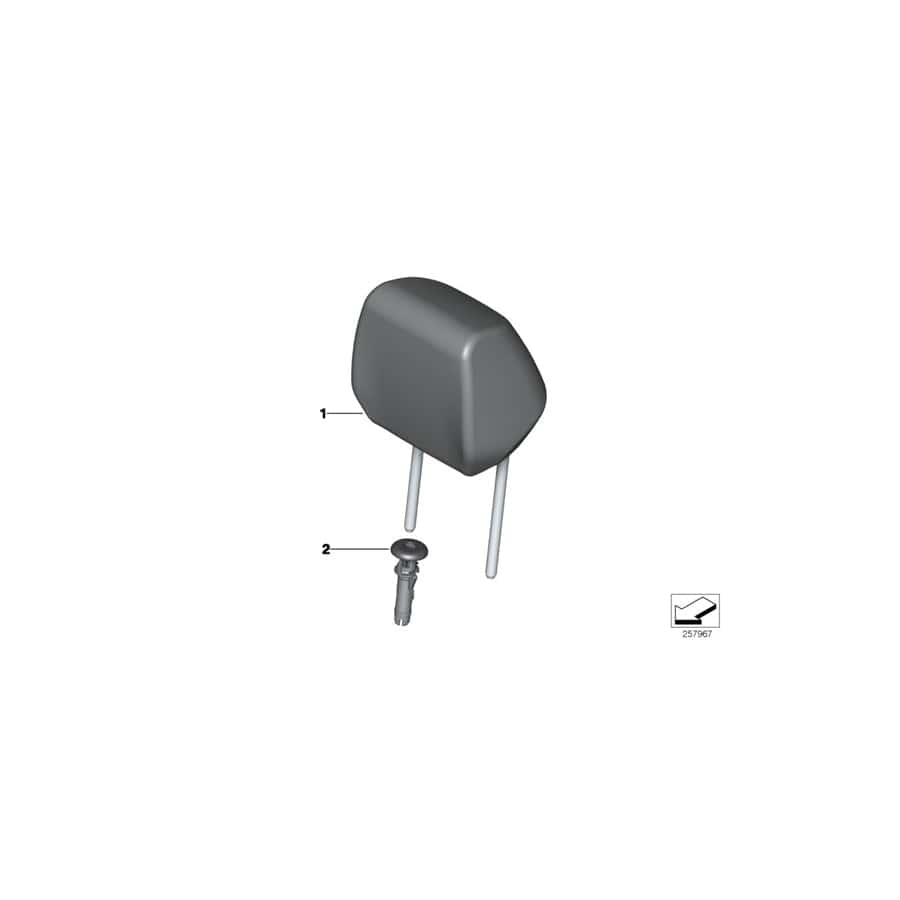 Genuine BMW 52109870870 F44 Headrest Leather OYSTER/GRAU (Inc. 228iX)