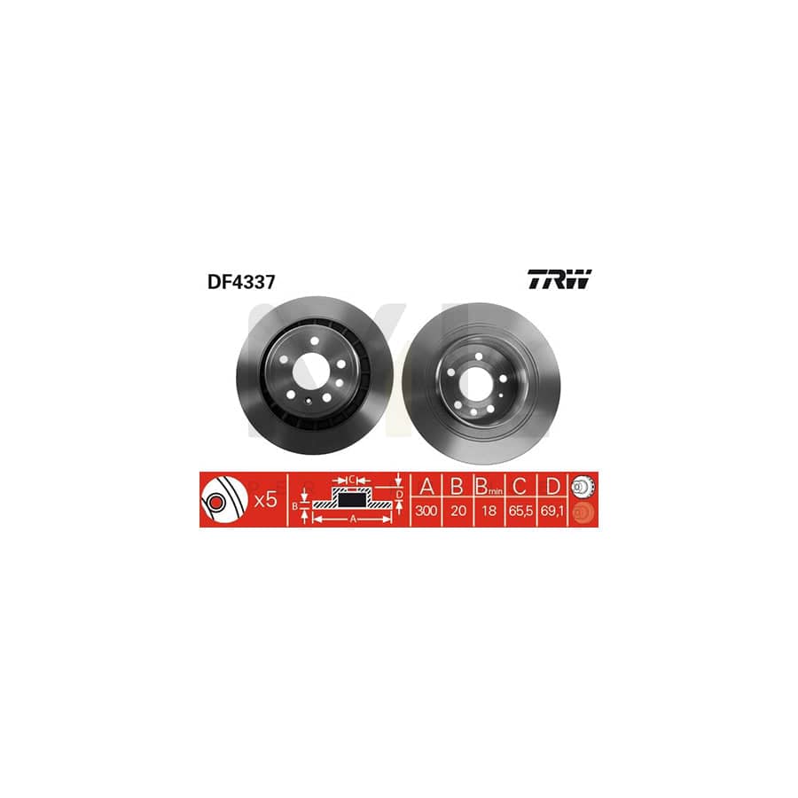 TRW DF4337 Brake Disc for SAAB 9-5 Vented, Painted  - 1 piece