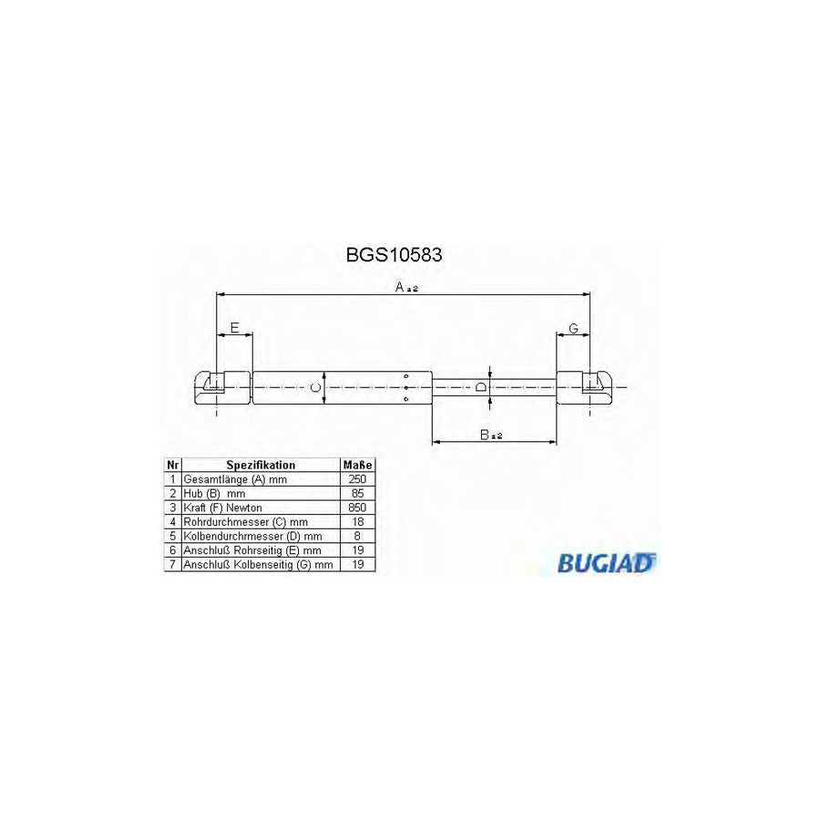 BUGIAD Bgs10583 Bonnet Strut