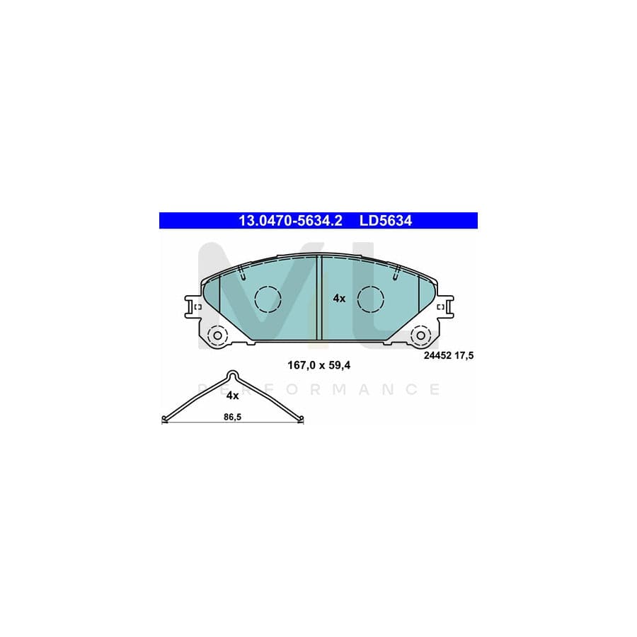 ATE Ceramic 13.0470-5634.2 Brake pad set without integrated wear warning contact, with accessories