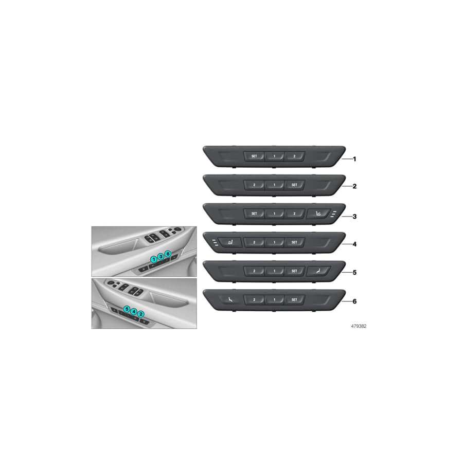 Genuine BMW 61316997308 G11 G12 Operating Facility Seat Functions Right ELFENBEIN-WEISS (Inc. 725d, 750Li & 730LdX)