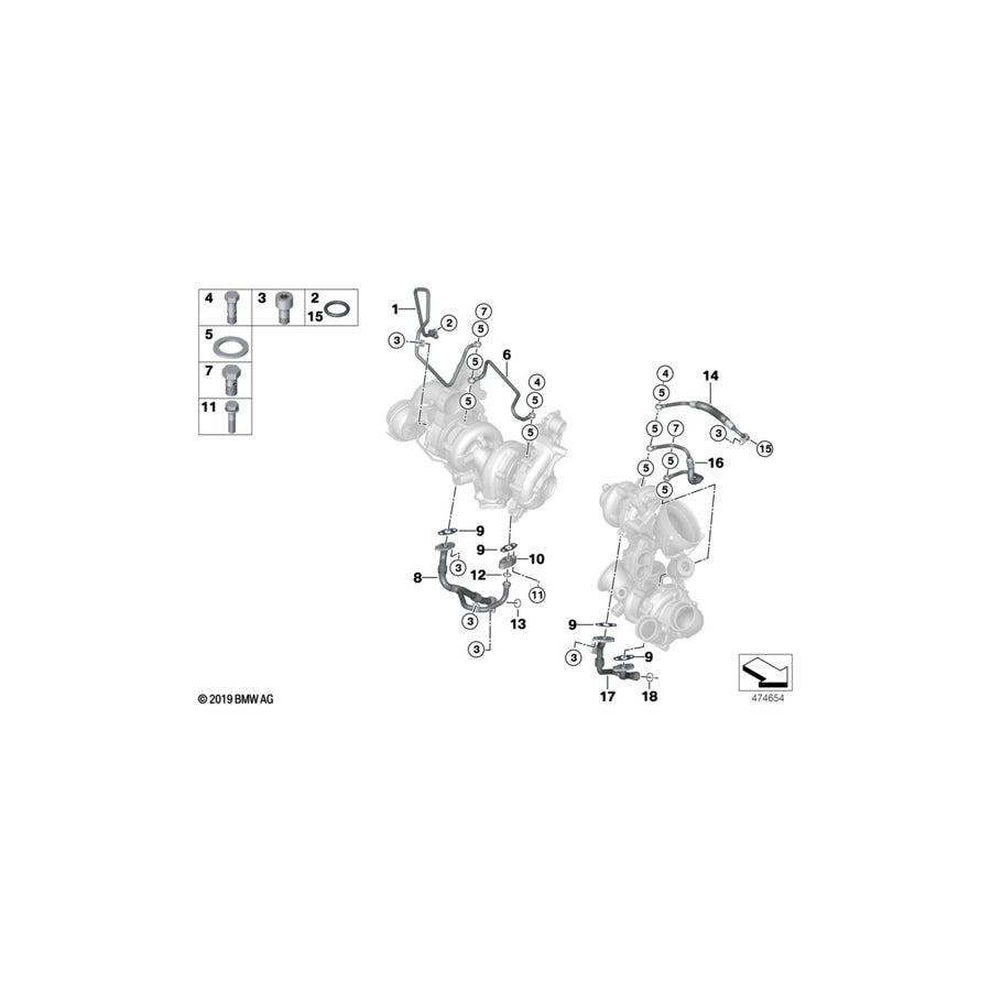 Genuine BMW 11428575125 G11 G07 G05 Oil Line, Supply, High Compression (Inc. 750dX, X7 M50dX & M550dX)