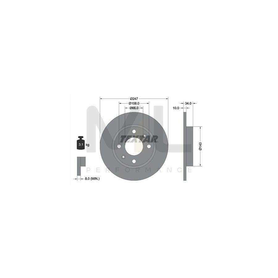 TEXTAR 92029800 Brake Disc Solid, without wheel hub, without wheel studs  - 1 piece
