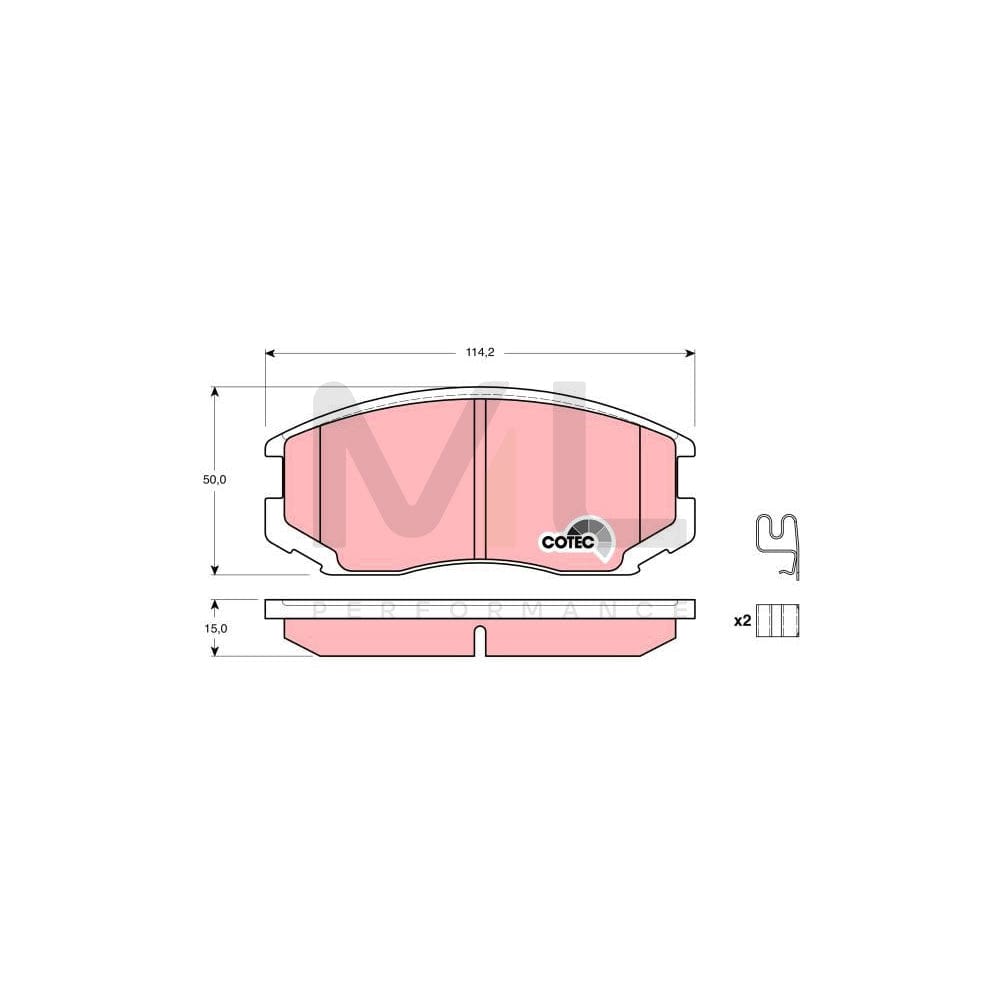 TRW Cotec Gdb3214 Brake Pad Set With Acoustic Wear Warning, With Accessories