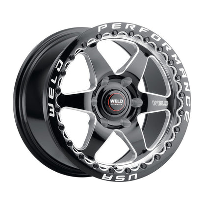 Weld S90900084P38 Ventura 6 Beadlock S909 Wheel 20x10 6x139.7 ET38 BS7 Gloss Black MIL - DIA