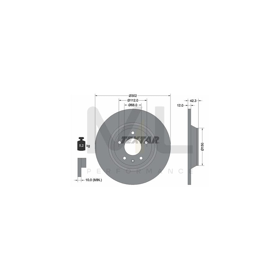 TEXTAR PRO 92159503 Brake Disc for AUDI A6 Solid, Coated, without wheel hub, without wheel studs  - 1 piece
